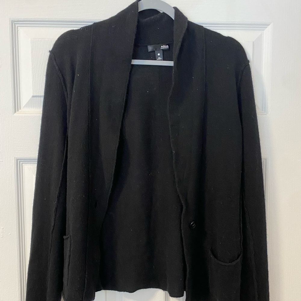 Black 100% cashmere cardigan with one button!